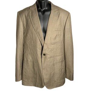 Mazzaro Italian New Wool Blazer Coat 44 Brown One Button Lined Pockets Notch